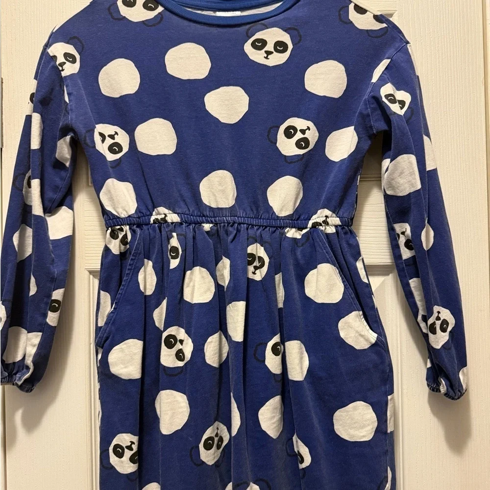 Hanna Andersson Panda Print Balloon Sleeve Dress In Cotton Jersey